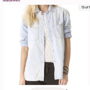 Madewell Light Wash oversized Chambray Boyfriend Button Down denim Top Sz small